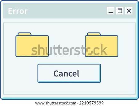 Folder files in window, isolated application dialog box with documents and cancel button. Interface of program on computer or laptop, old school look of banner with option. Vector in flat style