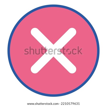 Application or window interface, isolated icon of closing button. Clicking or tapping exit X red sign in rounded geometric shape. Removing dialog box or popup message from screen. Vector in flat style