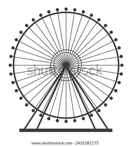 Silhouette of an amusement park with Ferris wheel and roller coaster, vector illustration perfect for entertainment-themed projects.