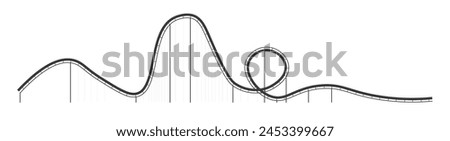 Exciting roller coaster track design in line art, isolated on white background. Vector graphic for theme park concepts.