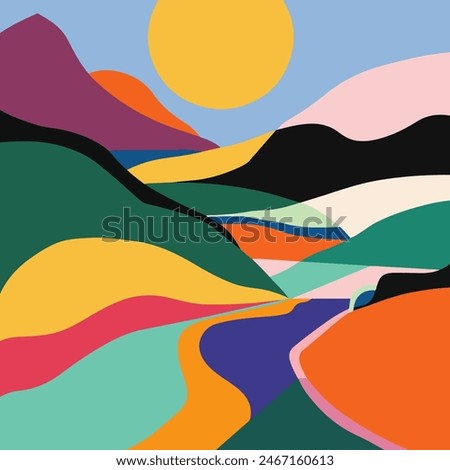 an Abstract Colorful Landscape Scene