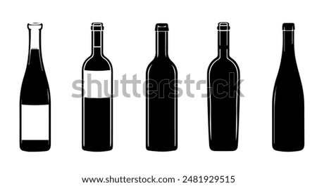 Wine Bottles Silhouettes Collection vector