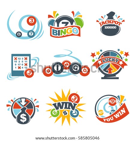 Bingo lotto win icons set of lottery jackpot vector numbers