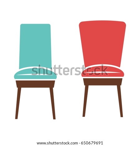 Soft comfortable chairs with wooden legs isolated illustrations
