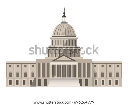 Famous United States Capitol building isolated cartoon illustration