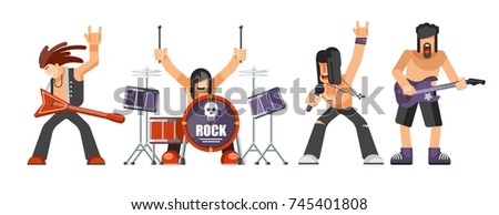 Rock music or rockers band performing on stage with guitarist