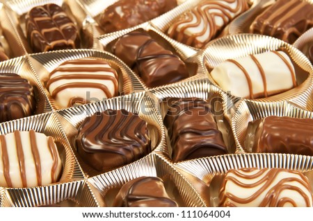 Box of chocolates with many variations