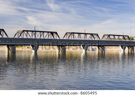 Rail Road Bridge over Salt River (Tempe Lake), Arizona