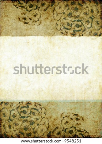 lovely green / white background image with interesting texture, floral elements and plenty of space for text