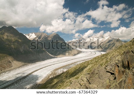 The Great Aletsch Glacier (part of the Jungfrau-Aletsch Protected Area which was declared a UNESCO World Heritage site in 2001)