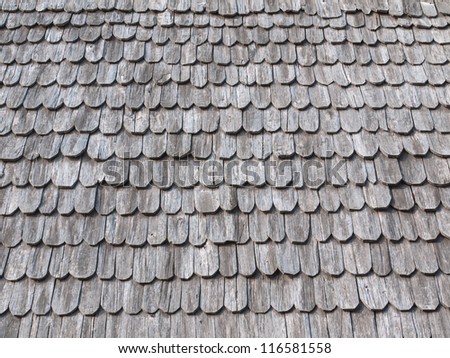 Old wooden roof tiles from north of thailand