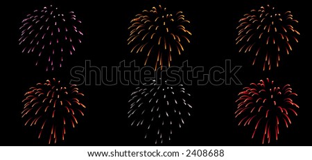 set of 6, new year fireworks, 4th of July fireworks, crop as you need