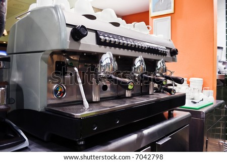 Professional espresso machine in a coffee shop