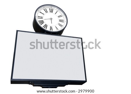 A blank advertising space with a street clock