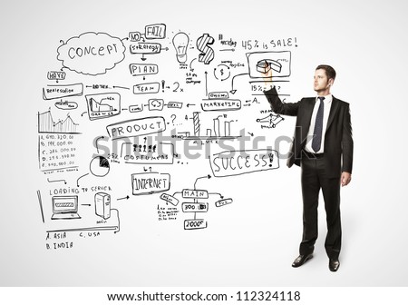 businessman drawing plan strategy success