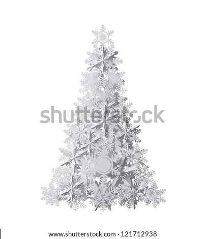 paper christmass tree on white background