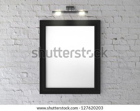 black frame on wall with wall lamp