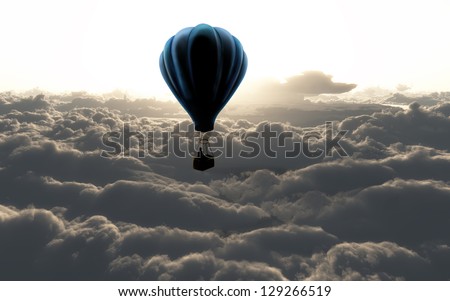 air balloon on sky with beautiful clouds