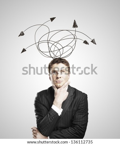 Businessman thinking on a white background
