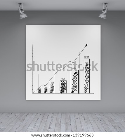 two lamps and poster with business graph on wall