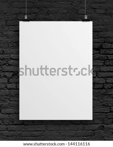 blank poster on brick wall background