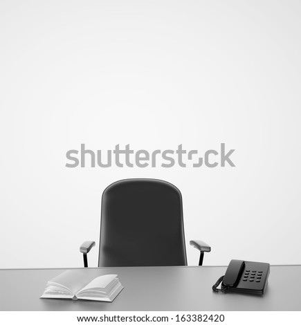 business office, with book and telephone on table