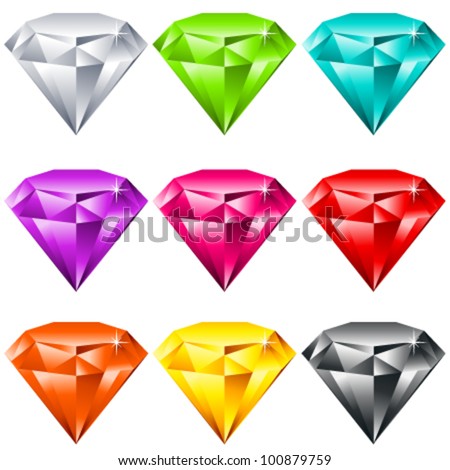 Vector set of colorful shiny jewels.