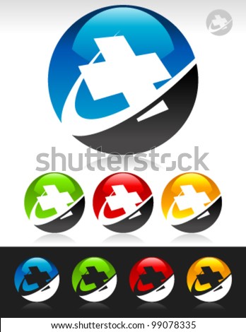 Vector set of swoosh Plus logo icons