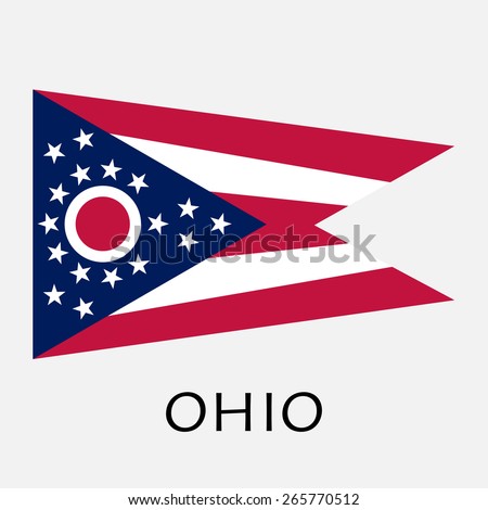 Ohio state flag of America, isolated on white background.