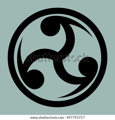 Mitsu Tomoe – Japanese symbol as a visual representation of the cycle of life. Creative symbol for logo, tattoo template.
