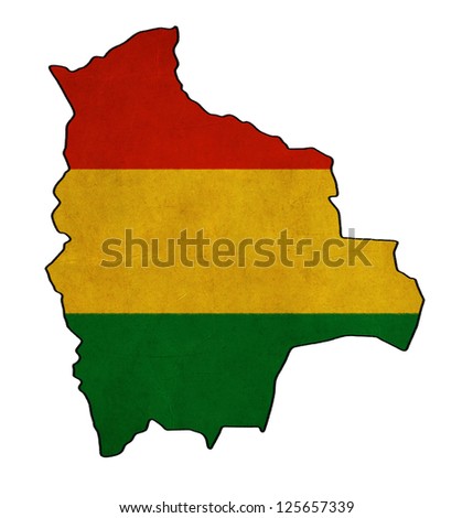 Bolivia Map On Bolivia Flag Drawing ,Grunge And Retro Flag Series Stock ...