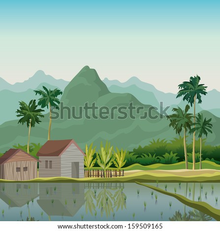 Similar – Image, Stock Photo Hut in the jungle near Ninh Binh, Vietnam