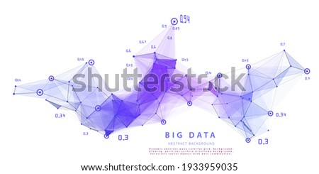 Abstract analytical background with polygonal grid analyze data on white.  Analytics algorithms data. Big data. Quantum cryptography concept. Data chart.  Banner for business, science and technology. 