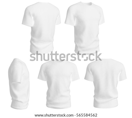set of man white t shirts design template isolated on white