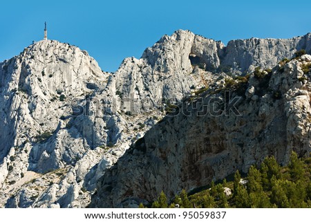 Nature scenery with Saint Victoire mountain near Aix en Provence town, South France
