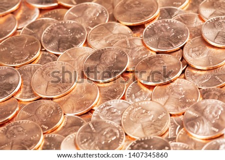 A Background of United States penny Coins Close up Zdjęcia stock © 