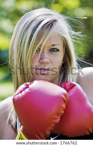 Model Release 358  Teenage girl in boxing gloves