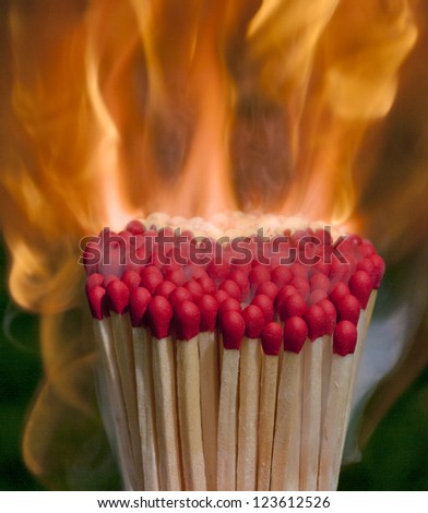 Fire is coming from a bundle of match sticks