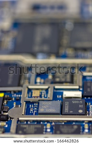 Computer chips on a memory board