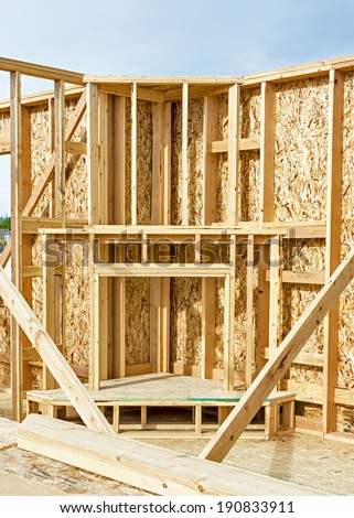 Wooden frame of a house under construction