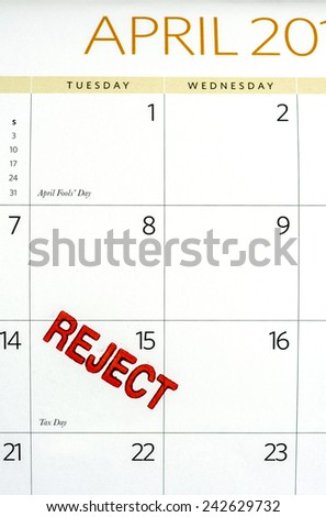 Tax day and April fools on a calendar