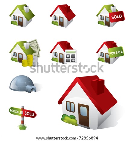 3D Real Estate Business Icon Set