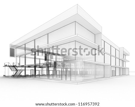 blueprint design of modern office building. architects and designers  drawing. - Stock Image - Everypixel