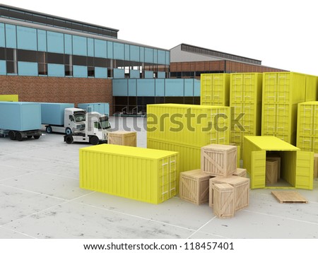 Design of small plant with warehouse and loading docks - manufacturing and cargo industry