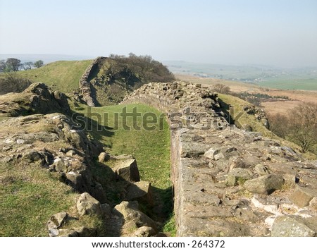 Hadrian\'s Roman Wall between Scotland and England