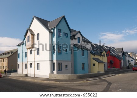 Colorful housing in Stornoway, Isle of Lewis, Scotland