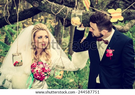 Fantastic wedding among trees
