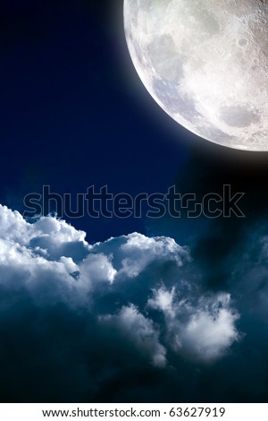 Magic moon in the clouds