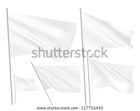 White Vector Flags. A Set Of 5 Wavy 3d Flags Created Using Gradient ...