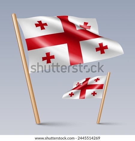 Vector illustration of two 3D-style flag icons of Georgia isolated on light background. Created using gradient meshes, EPS 10 vector design elements from world collection